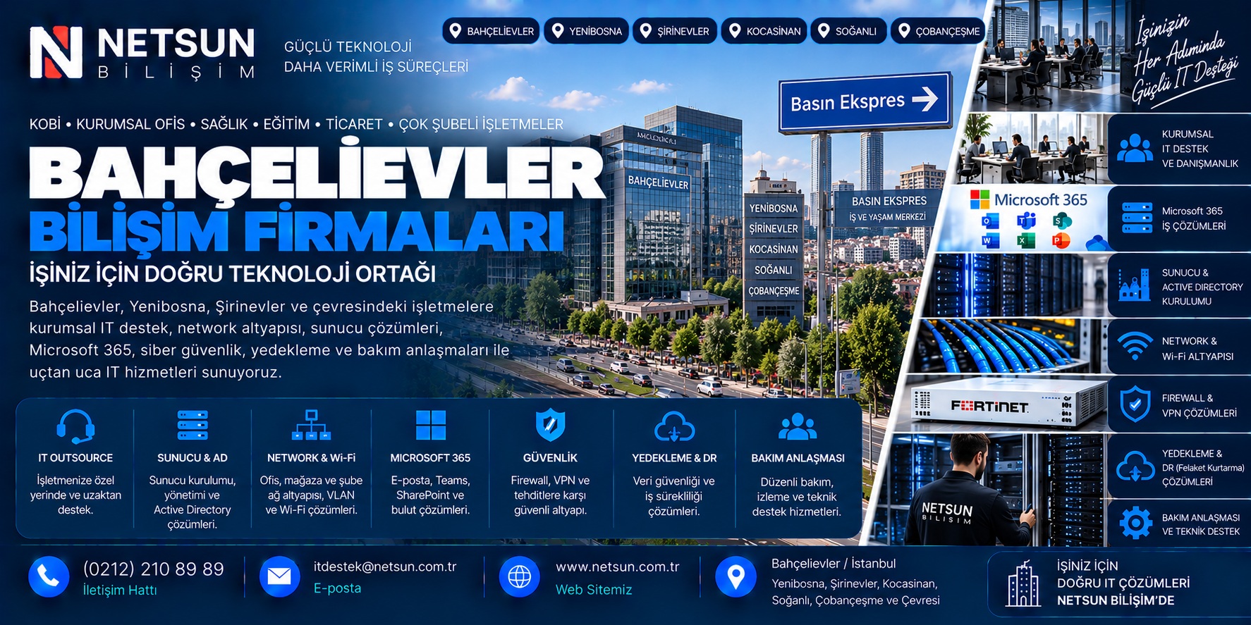 Bahçelievler bilişim firmaları kurumsal IT destek IT outsource Microsoft 365 server network ve güvenlik çözümleri - NETSUN Bilişim