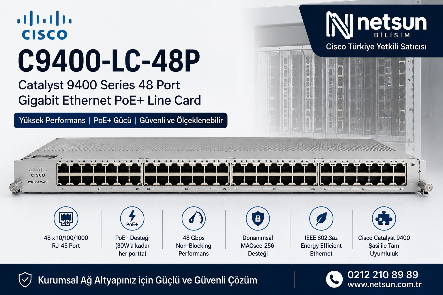Cisco C9400-LC-48P 48 port PoE+ Catalyst 9400 line card