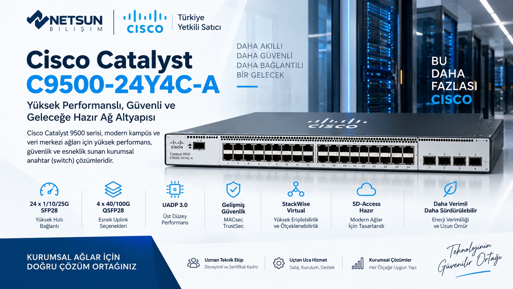 Cisco C9500-24Y4C-A Catalyst 9500 24 Port 25G Switch - Netsun Bilişim