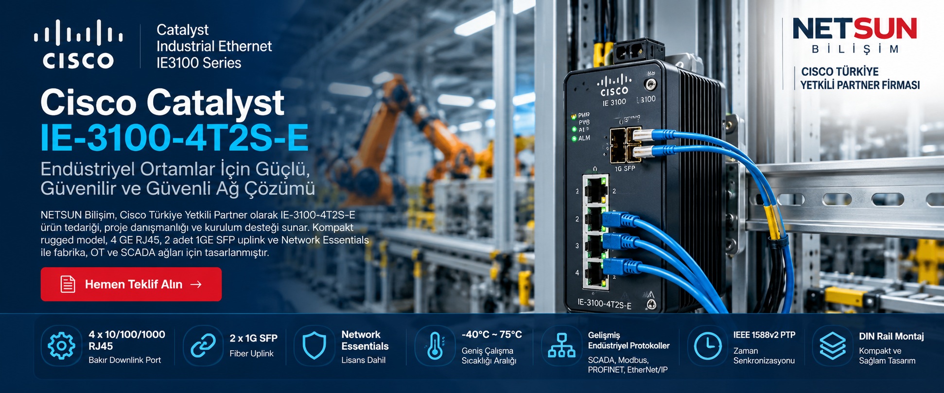 Cisco Catalyst IE-3100-4T2S-E endüstriyel Ethernet switch - NETSUN Bilişim