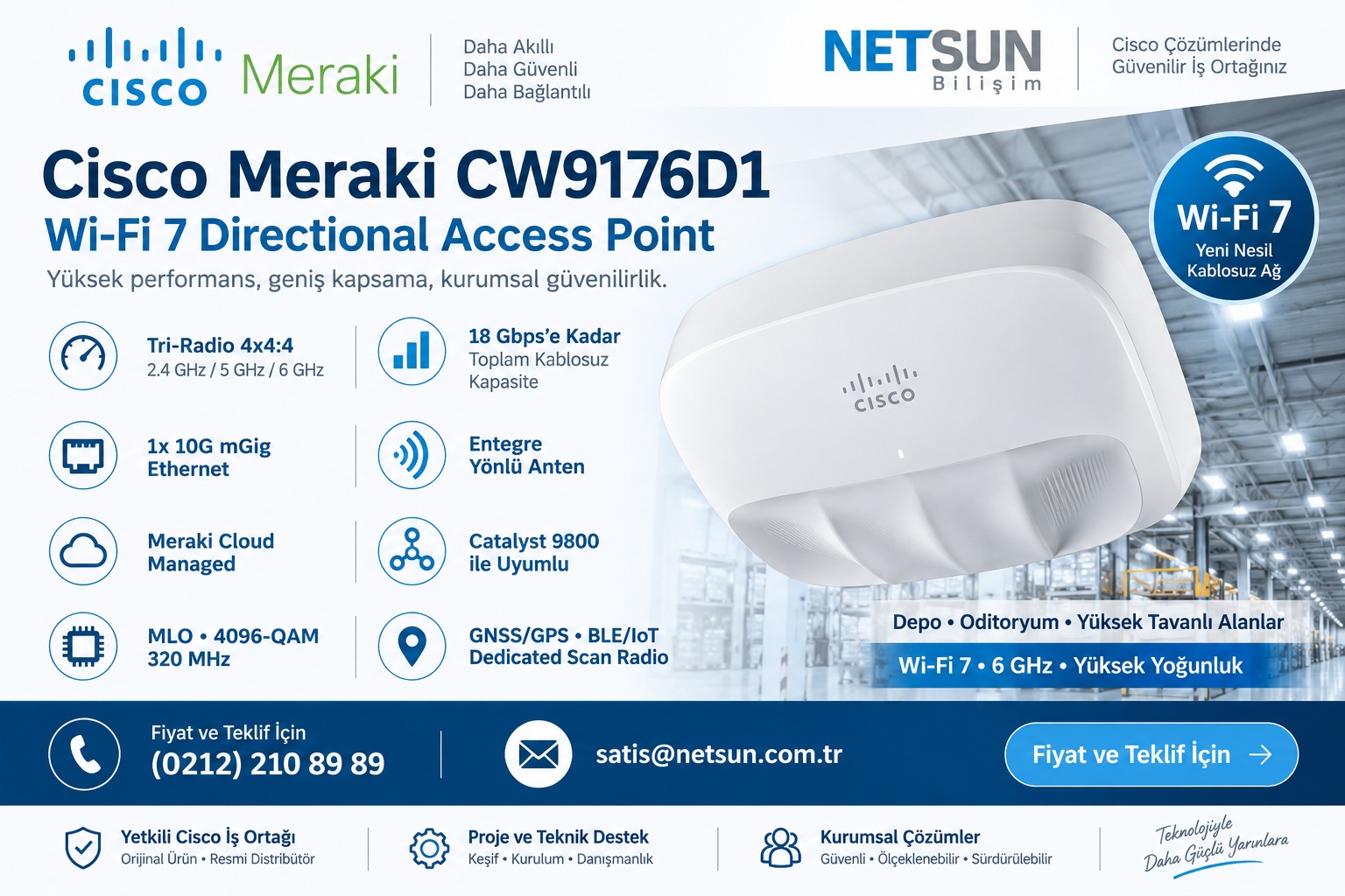 Cisco Meraki CW9176D1 Wi-Fi 7 directional access point