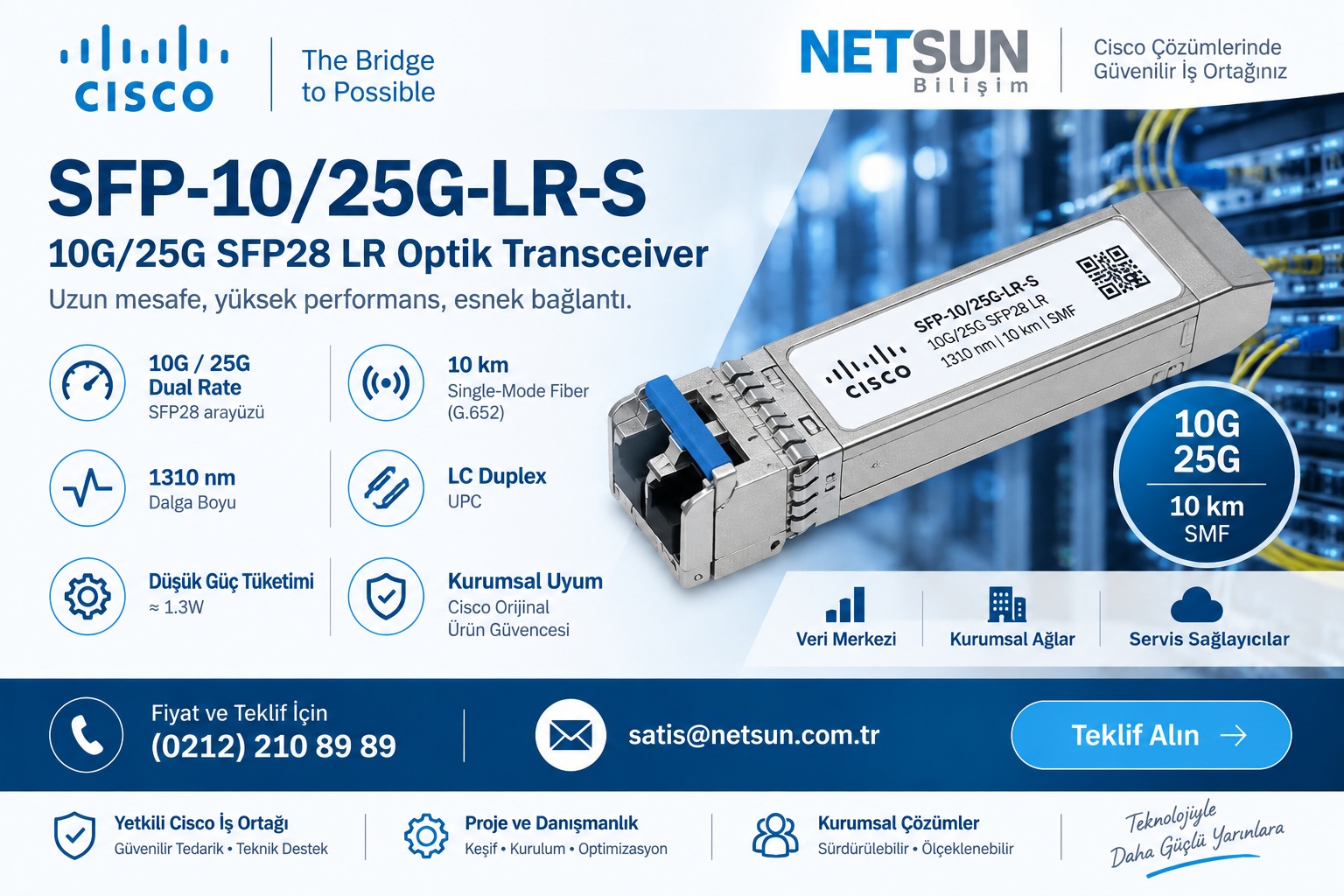Cisco SFP-10/25G-LR-S 10G 25G 10 kilometre single mode SFP28 transceiver