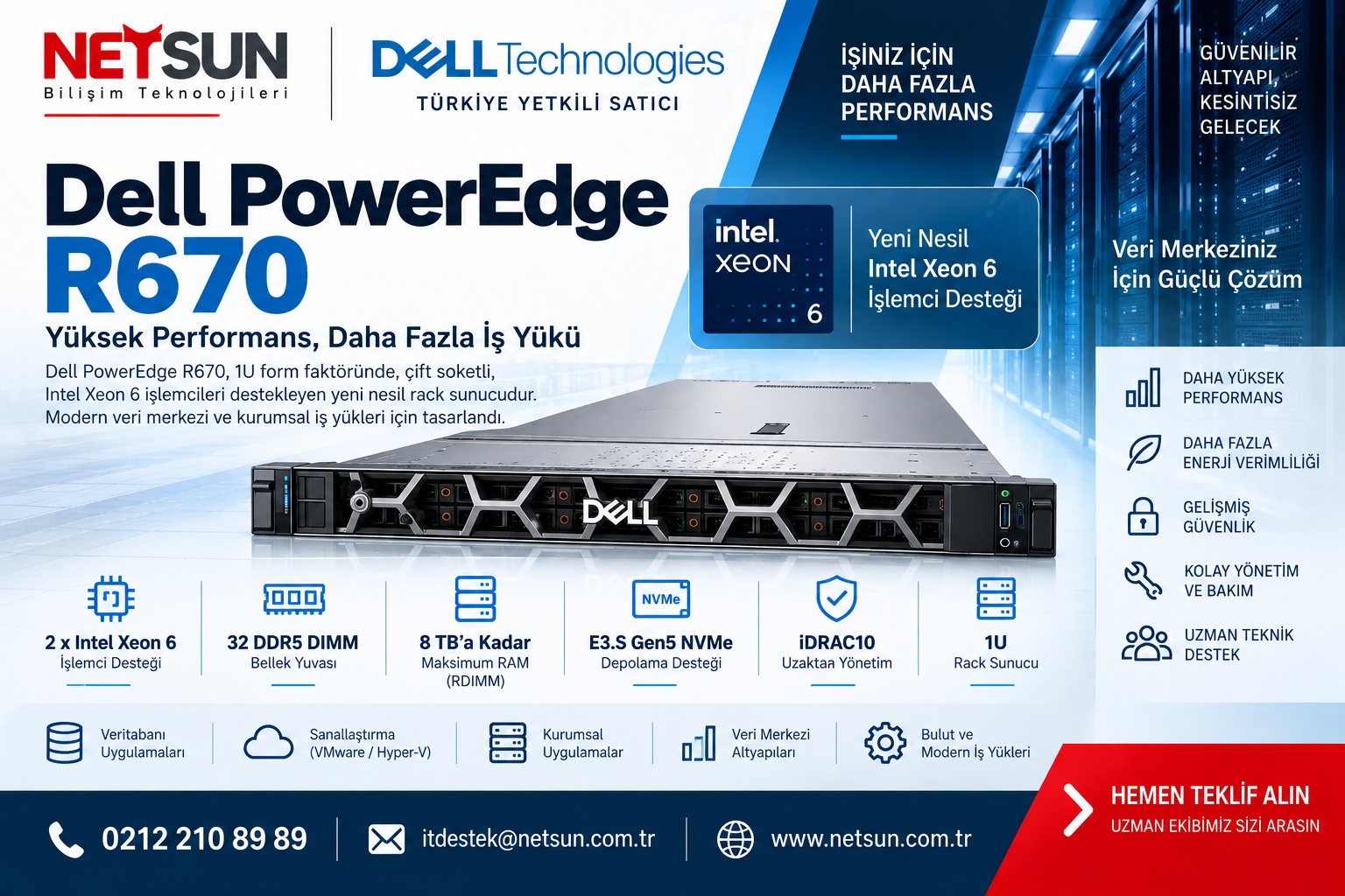 Dell PowerEdge R670 satış ve kurulum NETSUN Bilişim - DELL Türkiye Yetkili Satıcı