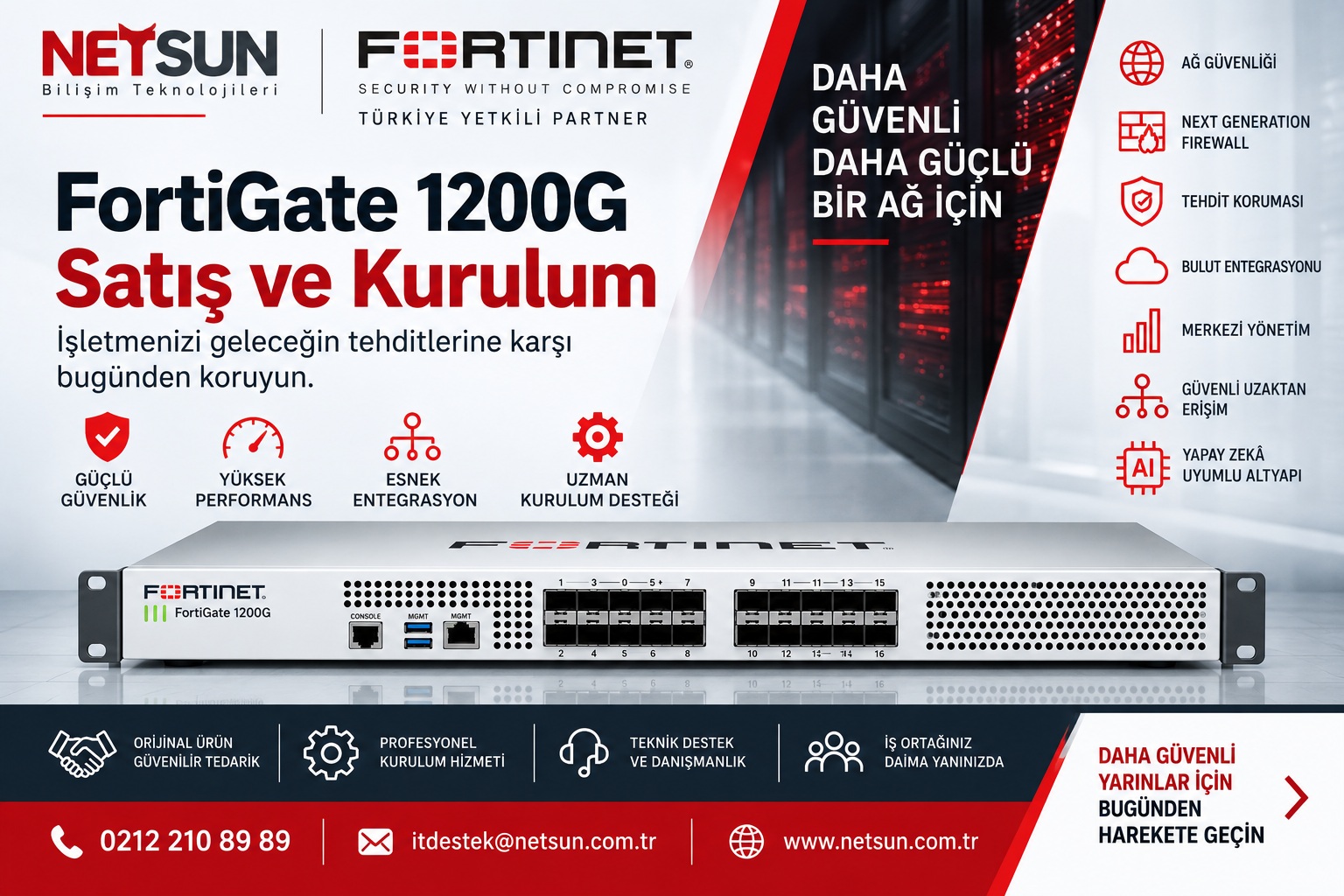FortiGate 1200G fiyat satış kurulum ve Fortinet Türkiye Partner NETSUN Bilişim