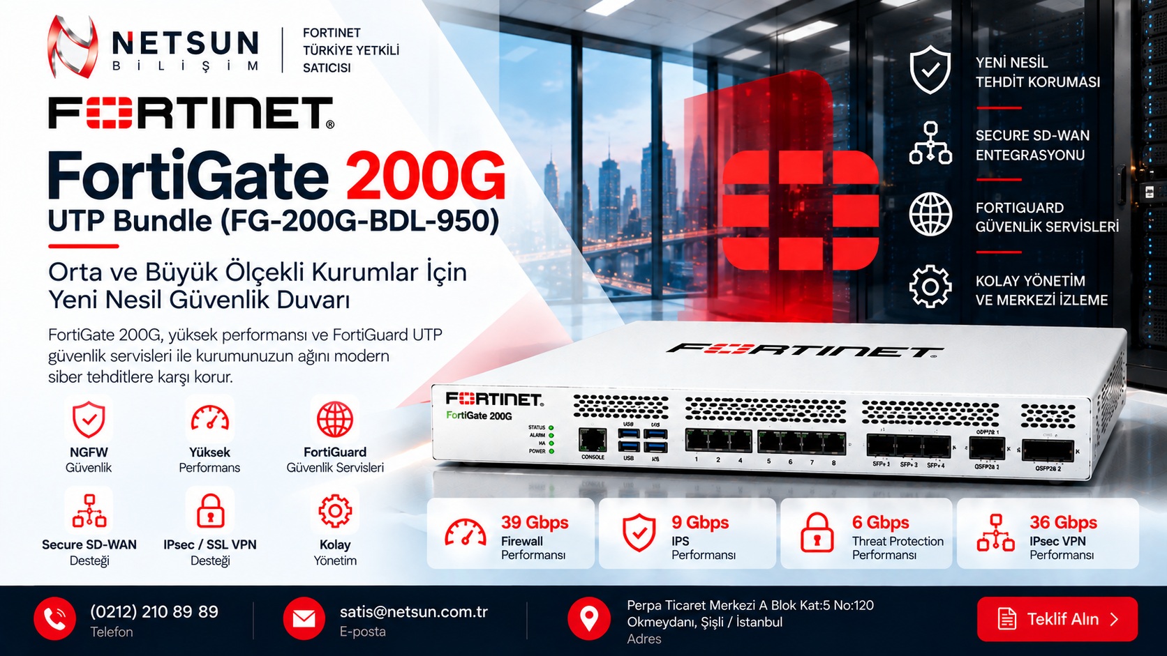 FortiGate 200G FG-200G UTP Bundle NETSUN Bilişim
