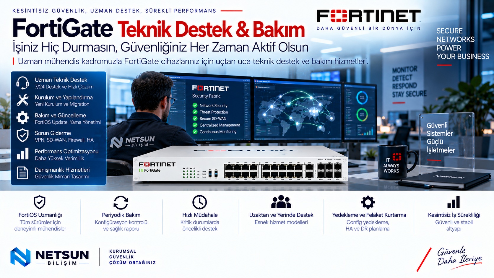 FortiGate teknik destek bakım FortiOS VPN HA SD-WAN danışmanlık hizmeti