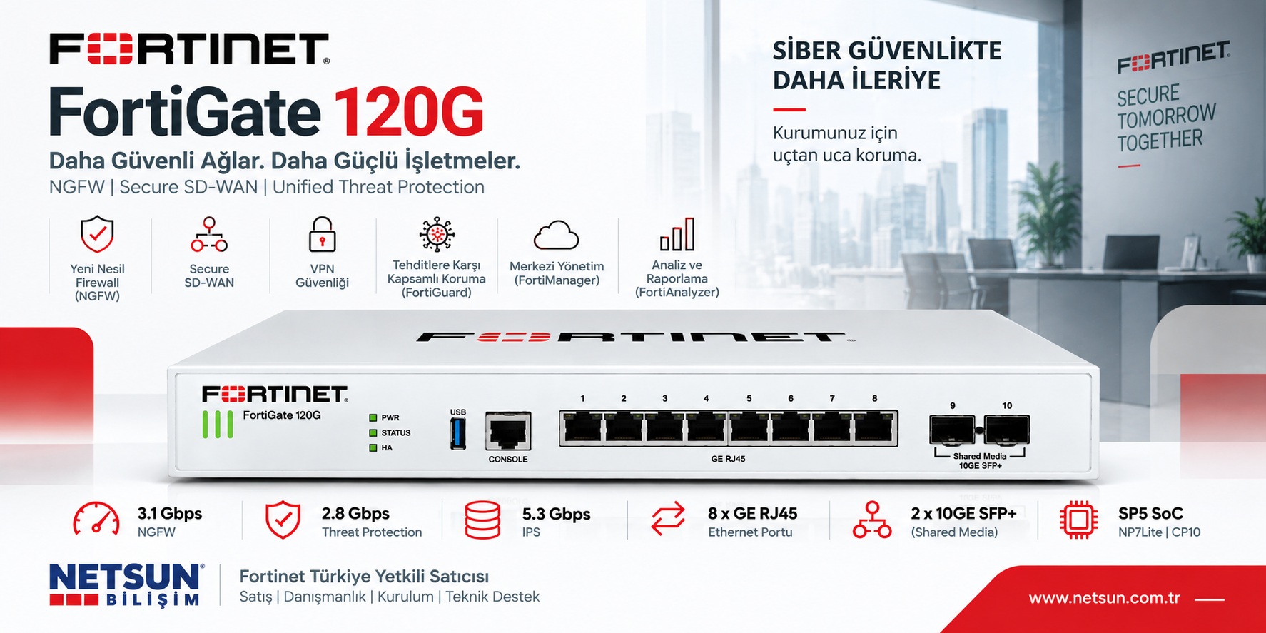 Fortinet FortiGate 120G FG-120G yeni nesil firewall - NETSUN Bilişim Fortinet kurumsal çözüm, lisans ve kurulum