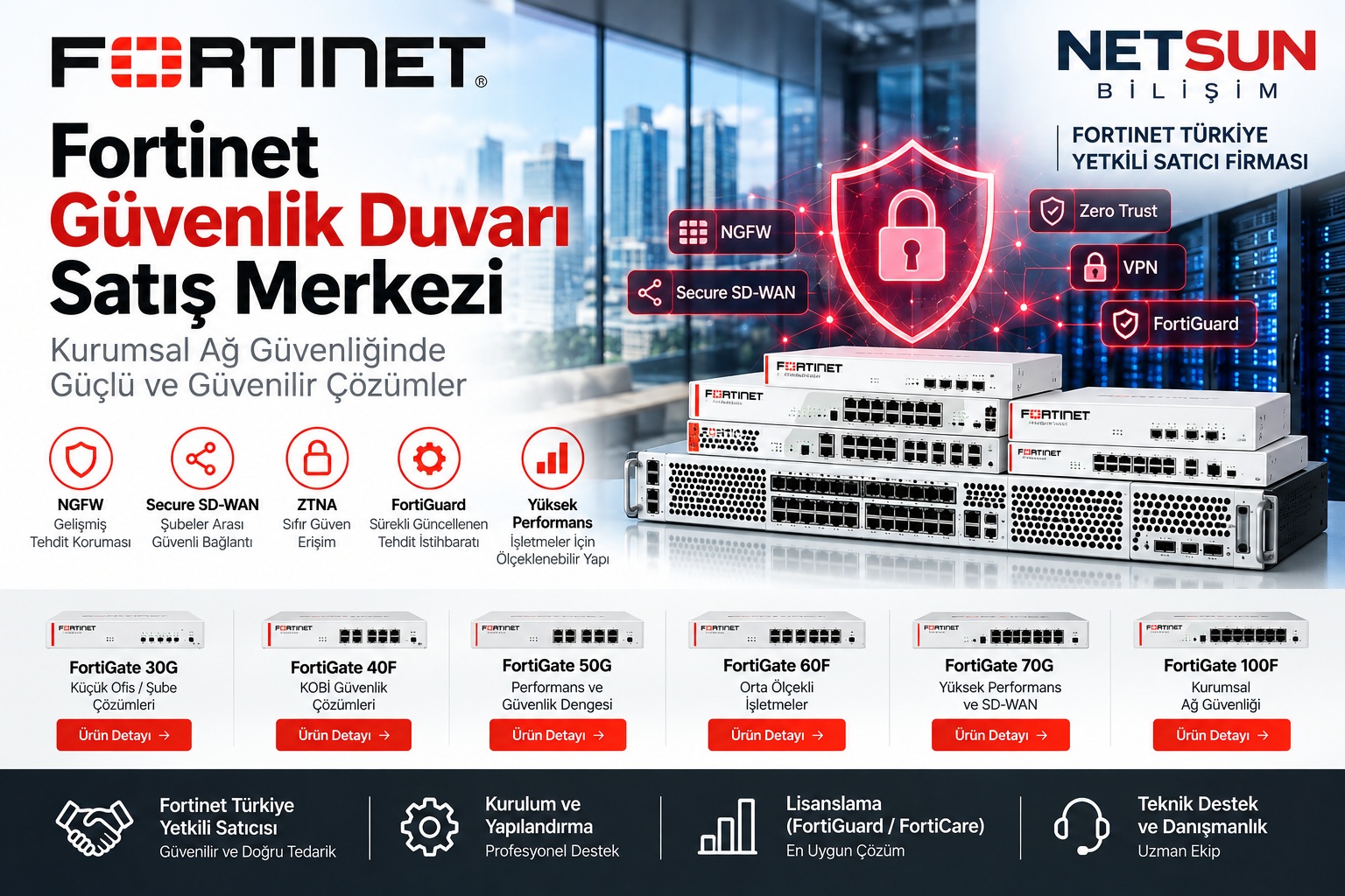Fortinet Güvenlik Duvarı Satış Merkezi Fortinet Güvenlik Duvarı Satış Merkezi FortiGate firewall - NETSUN Bilişim