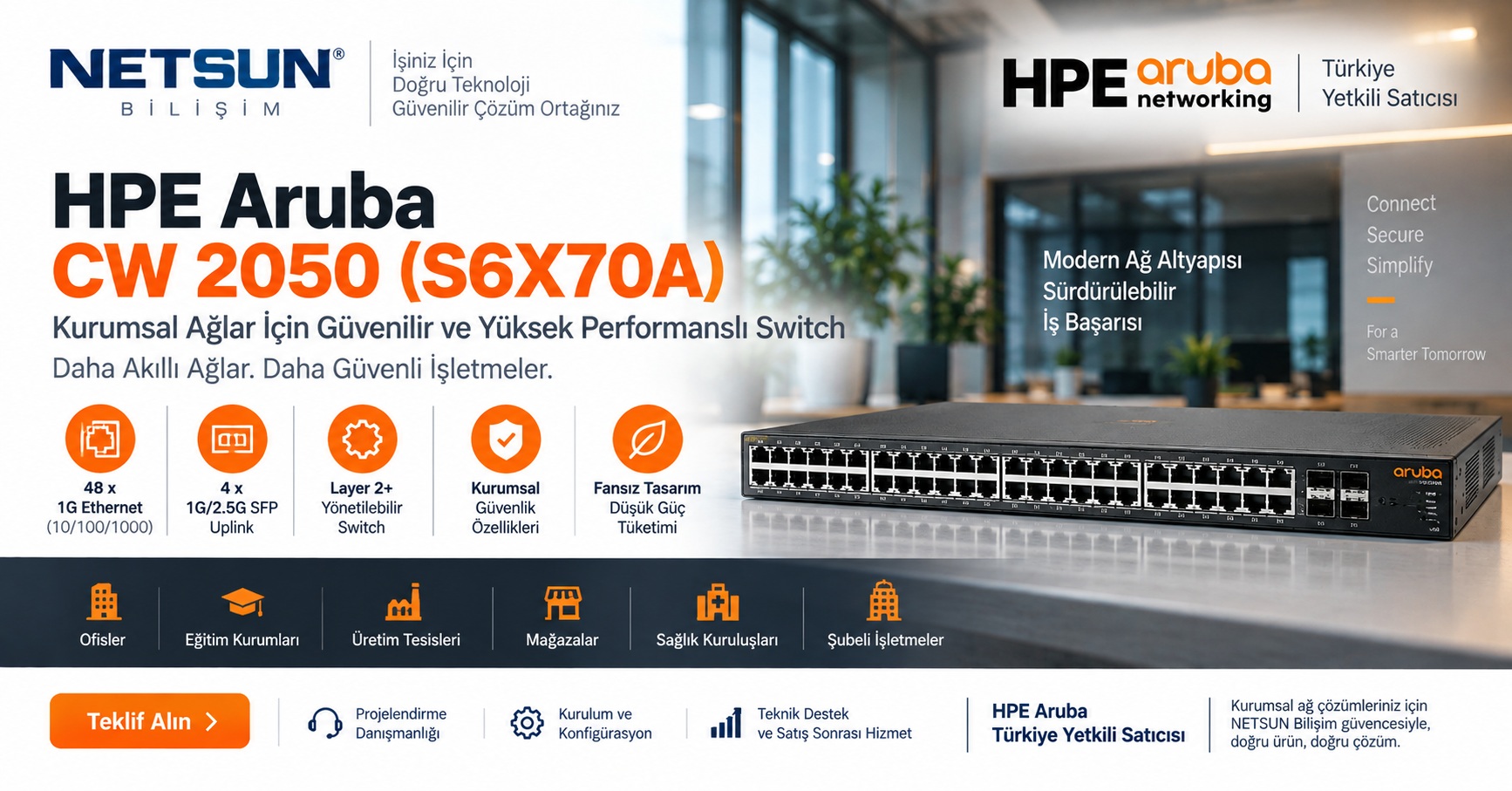 HPE Aruba Networking CW 2050 S6X70A 48 port switch