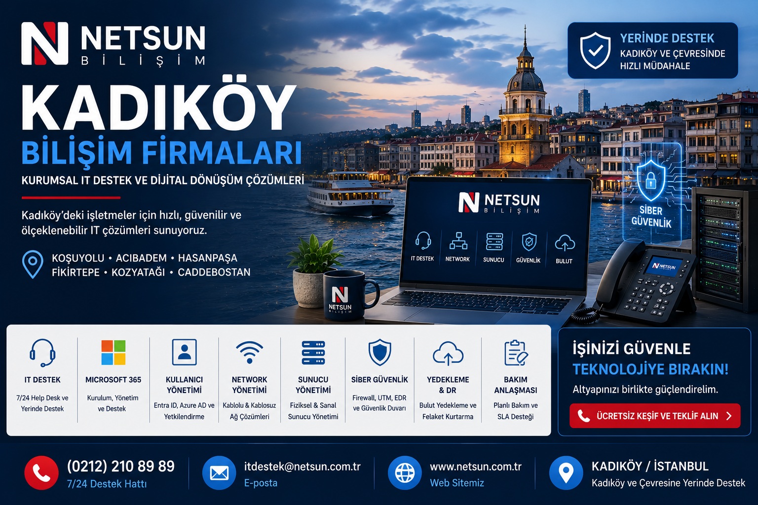 Kadıköy bilişim firmaları, kurumsal IT destek ve outsource hizmetleri - NETSUN Bilişim