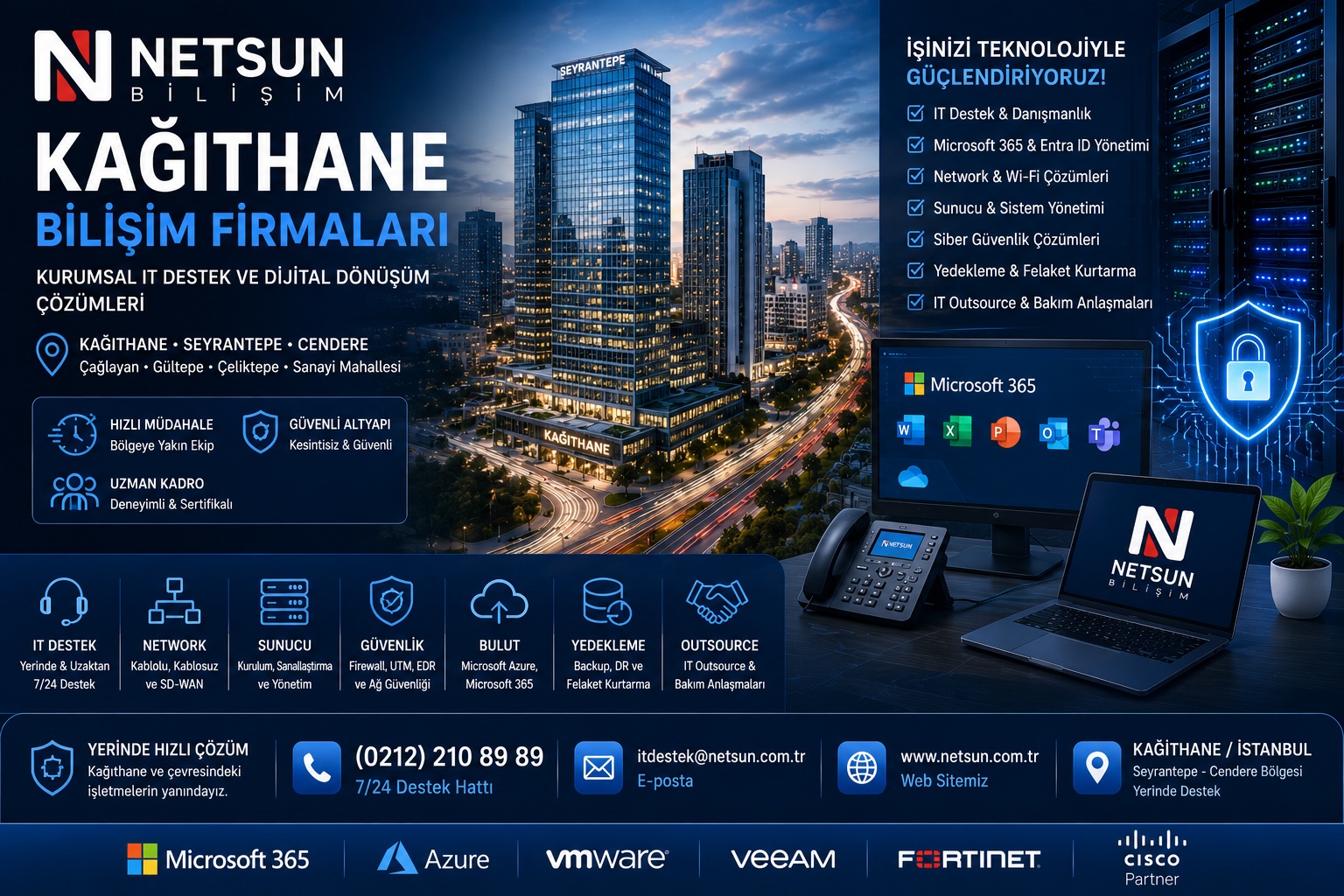 Kağıthane kurumsal IT destek, network, sunucu ve siber güvenlik çözümleri - NETSUN Bilişim