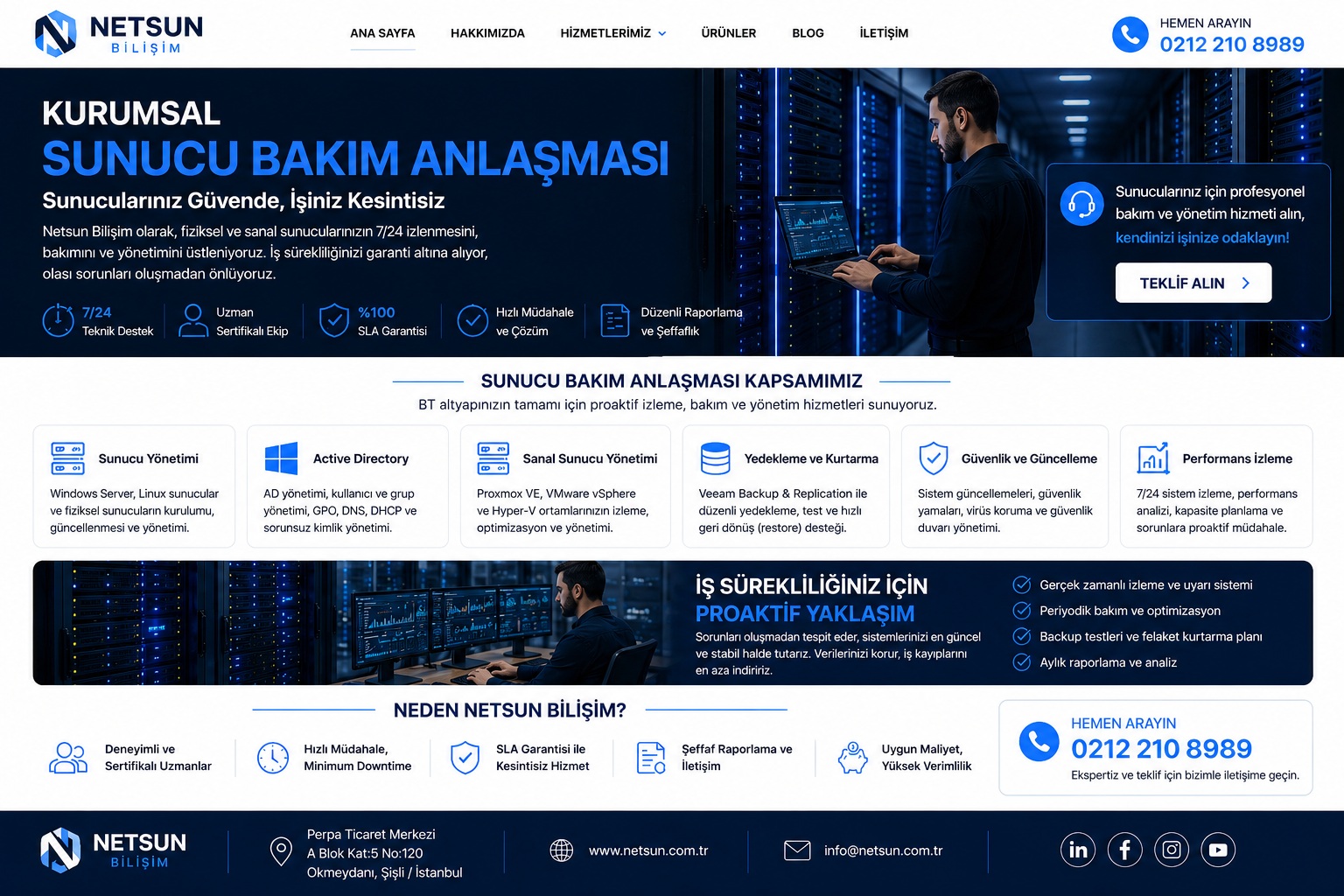 Kurumsal Sunucu Bakım Anlaşması - Netsun Bilişim Server Bakım ve Teknik Destek