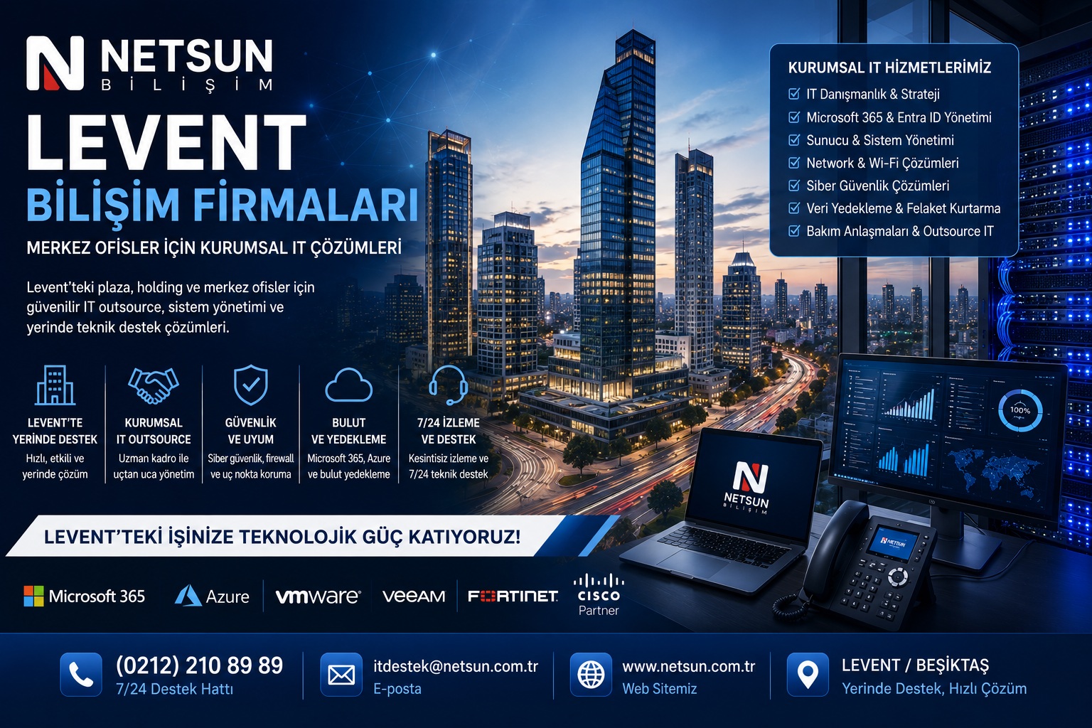 Levent bilişim firmaları ve kurumsal IT destek hizmetleri - Netsun Bilişim