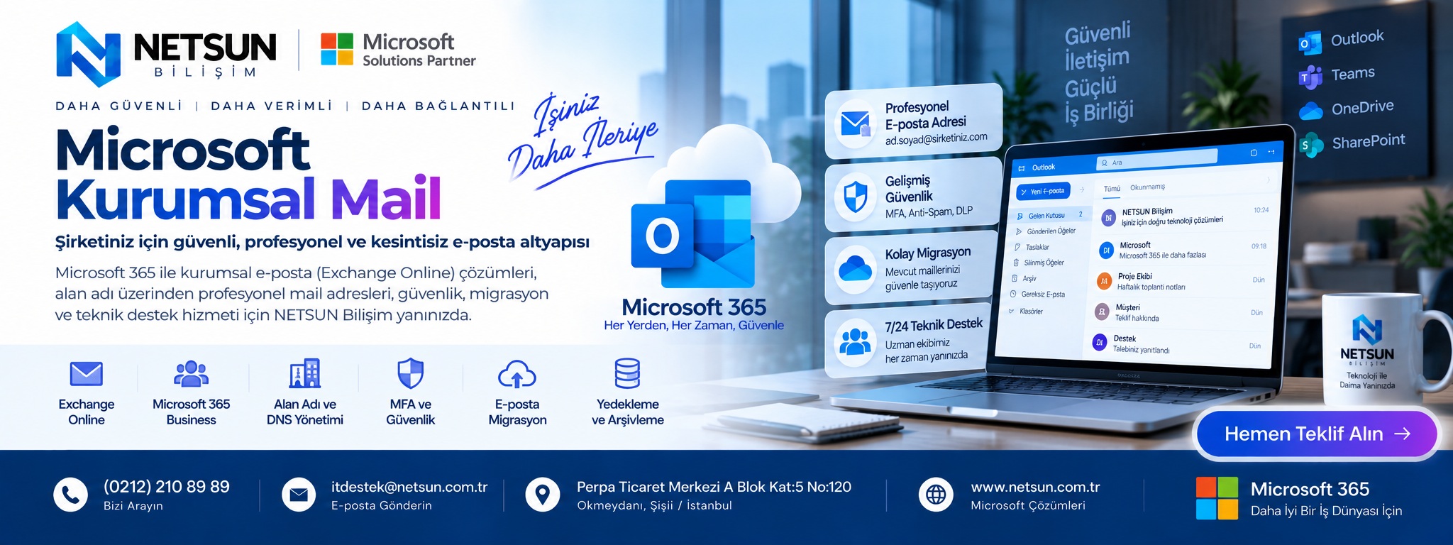 Microsoft kurumsal mail Exchange Online ve Microsoft 365 kurumsal e-posta çözümü
