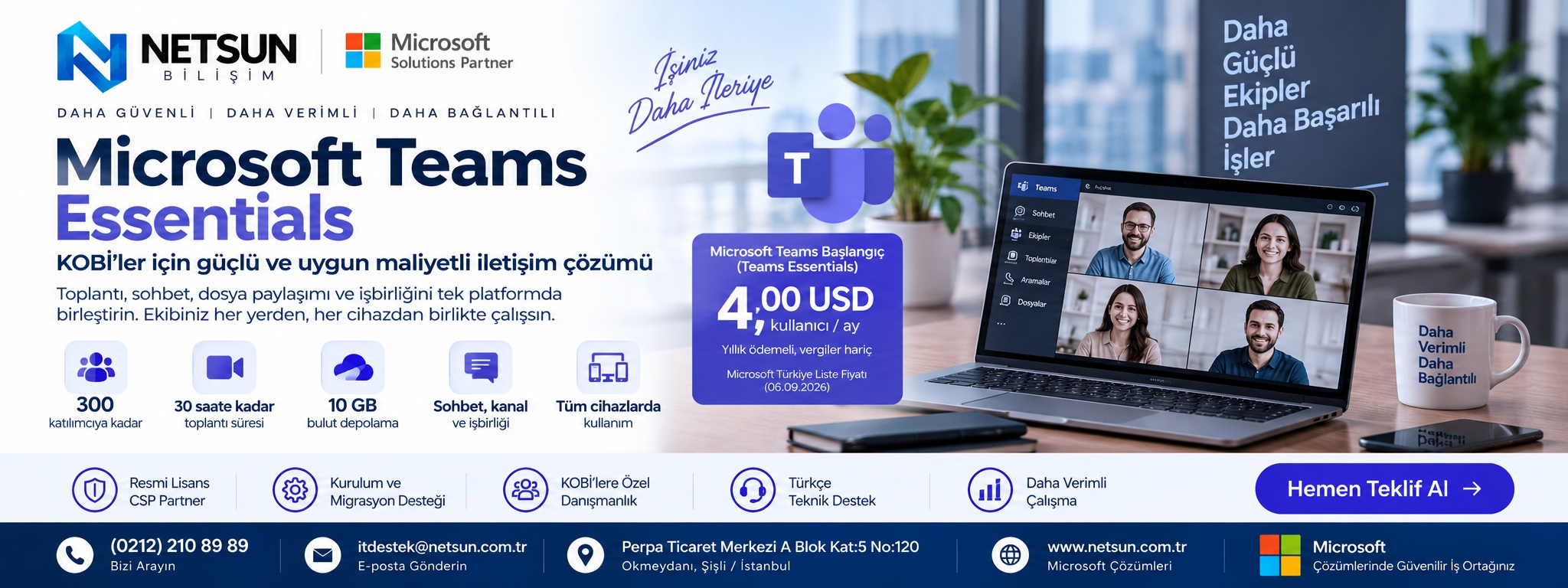 Microsoft Teams Essentials Teams Başlangıç kurumsal toplantı ve işbirliği lisansı