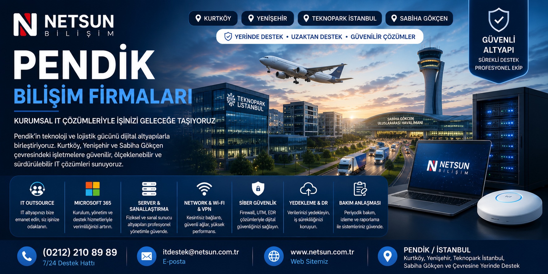 Pendik bilişim firmaları, kurumsal IT destek ve outsource çözümleri - NETSUN Bilişim