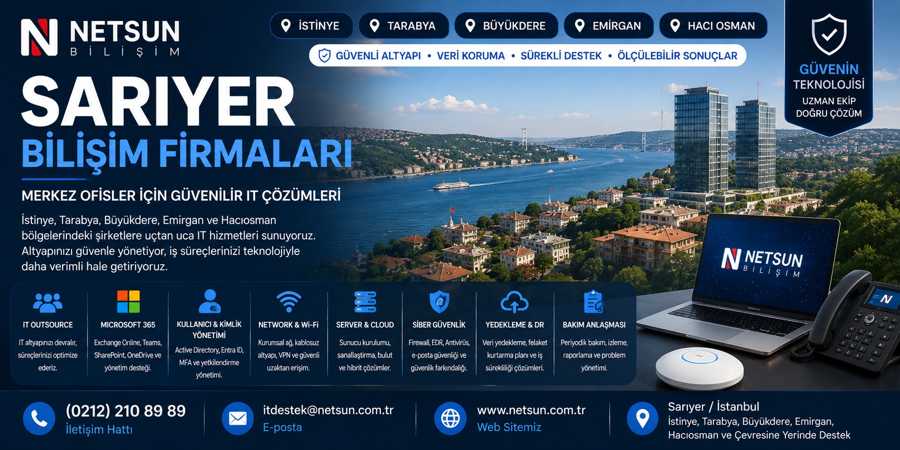 Sarıyer bilişim firmaları, kurumsal IT destek ve outsource çözümleri - NETSUN Bilişim