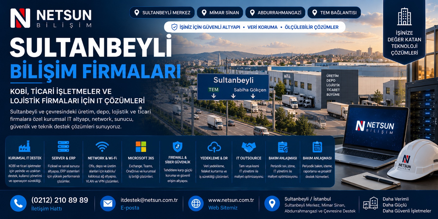 Sultanbeyli bilişim firmaları, kurumsal IT destek, depo lojistik network ve server çözümleri - NETSUN Bilişim